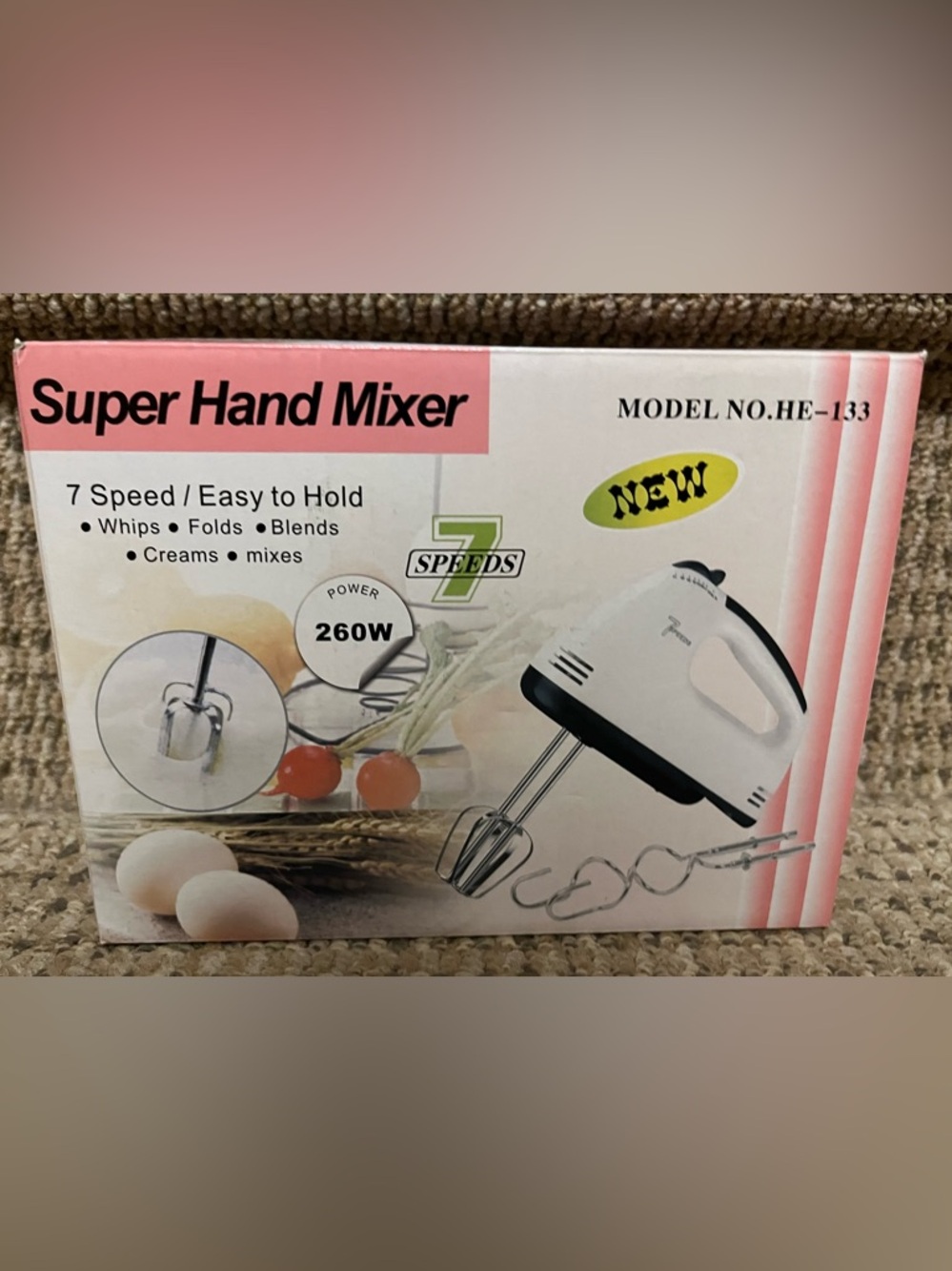 HE-133 Electric hand mixer  - 260W 7-Speed new